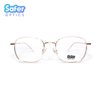 Empire - Clear Rose Gold - SaferOptics Anti Blue Light Glasses Malaysia | Adult, Customize, Empower, Medium, new, Rose Gold, Square