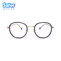 Empower - Black Gold - SaferOptics Anti Blue Light Glasses Malaysia | Adult, Black, Customize, Empower, Medium, Round