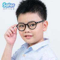 Kids Flex-O - Licorice - SaferOptics Anti Blue Light Glasses Malaysia | 420Safety, Black, Flex, Kids, medium, new, Round