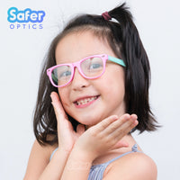 Kids Mini Wayfarer - Bubble Gum - SaferOptics Anti Blue Light Glasses Malaysia | 420Safety, Kids, last, Medium, Pink, Square, Wayfarer