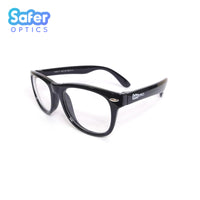 Kids Mini Wayfarer - Licorice - SaferOptics Anti Blue Light Glasses Malaysia | 420Safety, Black, Kids, Medium, preorder, Square, Wayfarer