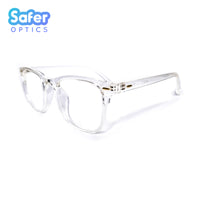 Pacific - Crystal Clear - SaferOptics Anti Blue Light Glasses Malaysia | Adult, Customize, Large, Lightweight, new, Pacific, Square, White