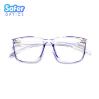 Presley - Ice Blue - SaferOptics Anti Blue Light Glasses Malaysia | Adult, Blue, Customize, Large, Lightweight, new, Prescription, Presley, Square, White