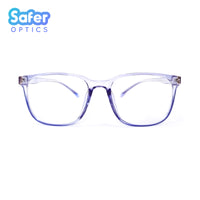 Presley - Ice Blue - SaferOptics Anti Blue Light Glasses Malaysia | Adult, Blue, Customize, Large, Lightweight, new, Prescription, Presley, Square, White