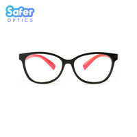 Kids Square - Black Cherry - SaferOptics Anti Blue Light Glasses Malaysia | 420Safety, Black, Kids, Medium, Square