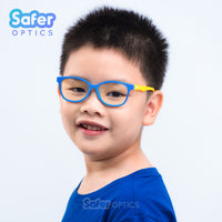Kids Square - Blue Hero - SaferOptics Anti Blue Light Glasses Malaysia | 420Safety, Blue, Kids, Medium, Square