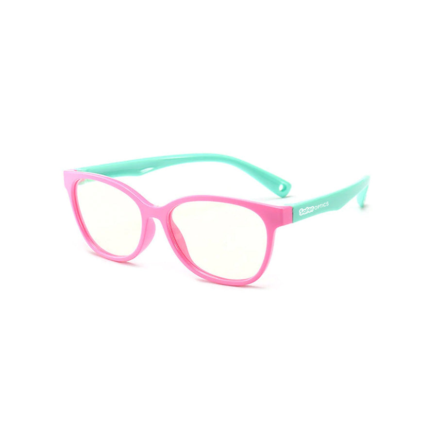 Kids Square - Bubble Gum - SaferOptics Anti Blue Light Glasses Malaysia | 420Safety, Kids, Medium, Pink, Square