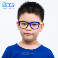 Kids Wayfarer - Navy Royale - SaferOptics Anti Blue Light Glasses Malaysia | 420Safety, Big, Blue, Kids, Square, Wayfarer