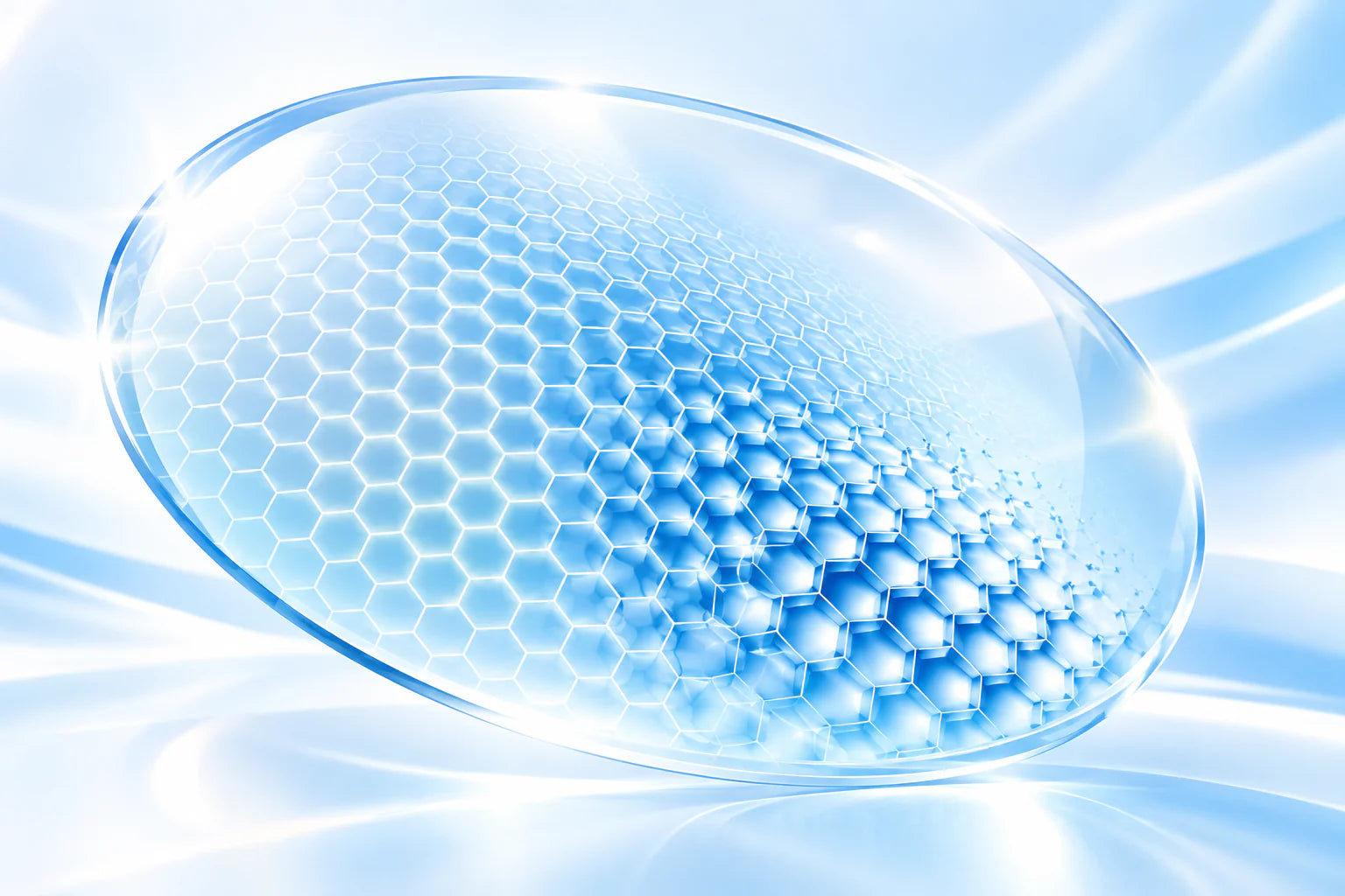 MYOSAFE lens with a visible honeycomb design across its surface