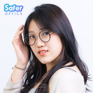 Enlighten - Black Gold - SaferOptics Anti Blue Light Glasses Malaysia | Adult, Black, Customize, Empower, Hexagon, Medium