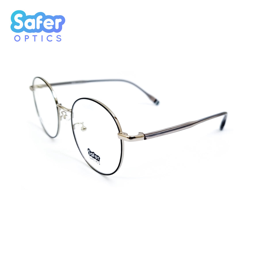Envision - Black Silver - SaferOptics Anti Blue Light Glasses Malaysia | Adult, Black, Customize, Empower, Medium, new, Round