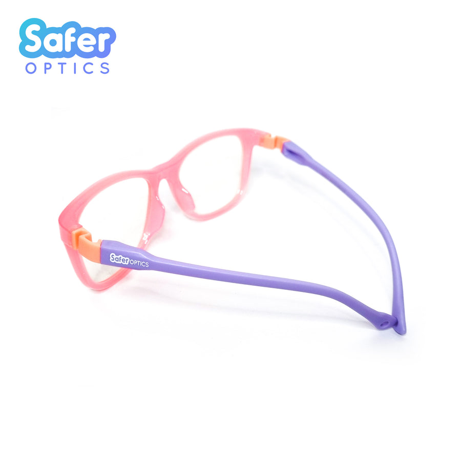 Kids F-Square - Candy Pink - SaferOptics Anti Blue Light Glasses Malaysia | 420Safety, Big, Flex, Kids, medium, new, Pink, Square