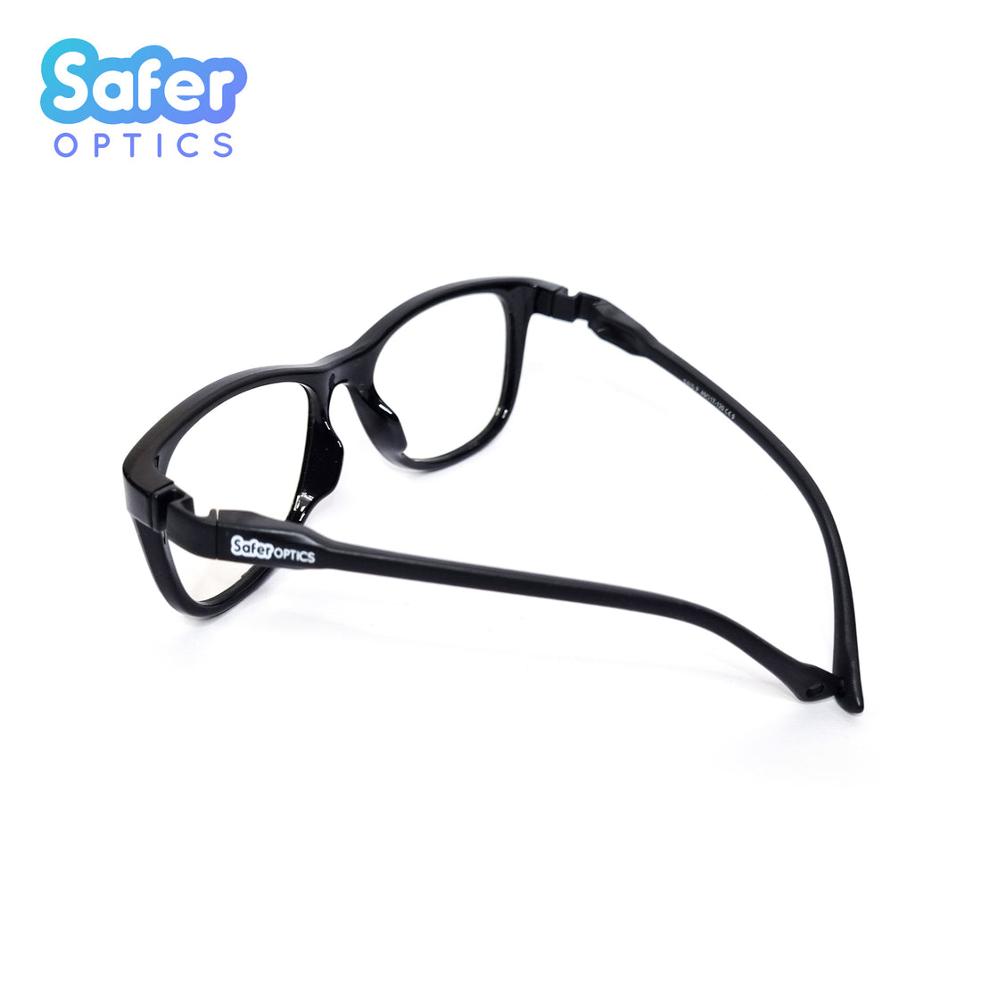 Kids F-Square - Licorice - SaferOptics Anti Blue Light Glasses Malaysia | 420Safety, Big, Black, Flex, Kids, medium, new, Square