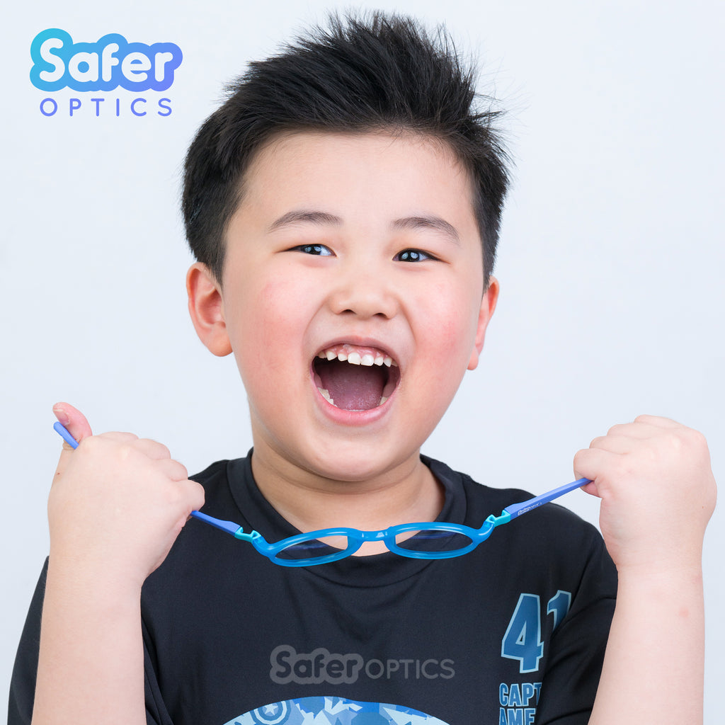 Kids F-Square - Blue Bubbles - SaferOptics Anti Blue Light Glasses Malaysia | 420Safety, Big, Blue, Flex, Kids, medium, new, Square