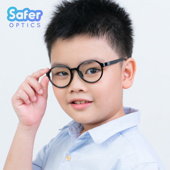 Kids Flex-O - Licorice - SaferOptics Anti Blue Light Glasses Malaysia | 420Safety, Black, Flex, Kids, medium, new, Round