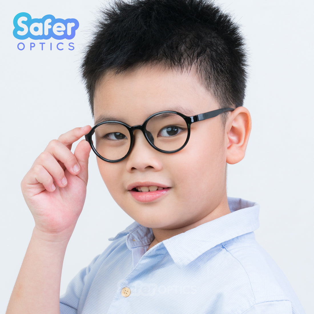Kids Flex-O - Licorice - SaferOptics Anti Blue Light Glasses Malaysia | 420Safety, Black, Flex, Kids, medium, new, Round