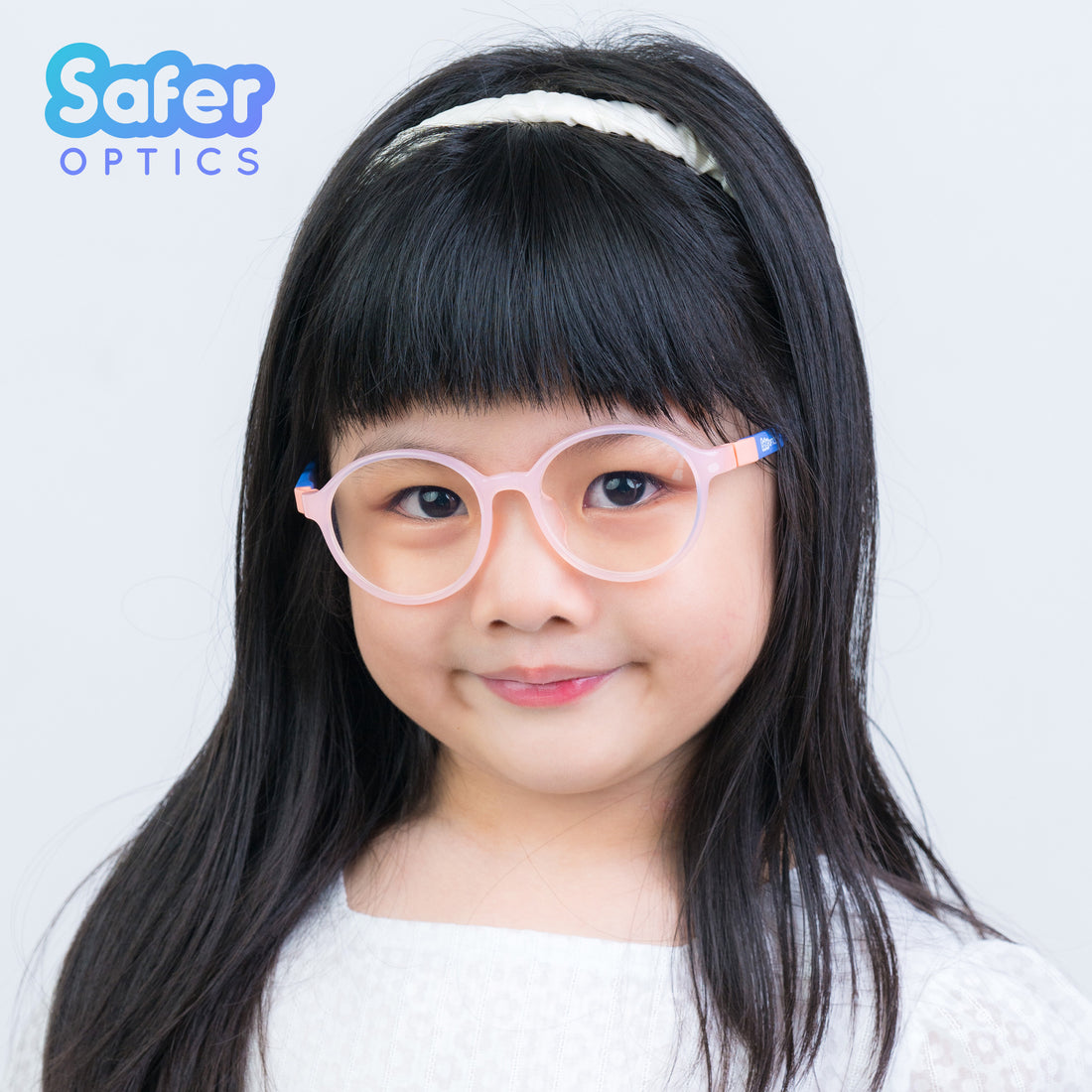 Kids Flex-O - Peach Belle - SaferOptics Anti Blue Light Glasses Malaysia | 420Safety, Flex, Kids, medium, new, Pink, Round