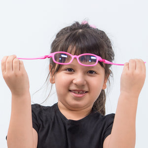 Kids Flex - Rose Pink - SaferOptics Anti Blue Light Glasses Malaysia | 420Safety, Flex, Kids, Medium, Oval, Pink, preorder, Small