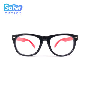 Kids Mini Wayfarer - Black Cherry - SaferOptics Anti Blue Light Glasses Malaysia | 420Safety, Black, Kids, Medium, preorder, Square, Wayfarer