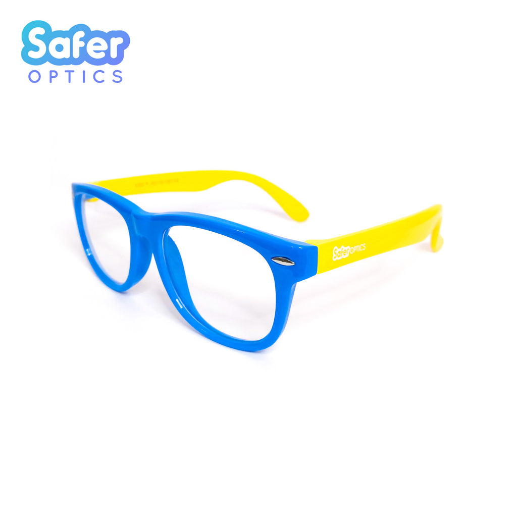 Kids Mini Wayfarer - Blue Hero - SaferOptics Anti Blue Light Glasses Malaysia | 420Safety, Blue, Kids, Medium, Square, Wayfarer