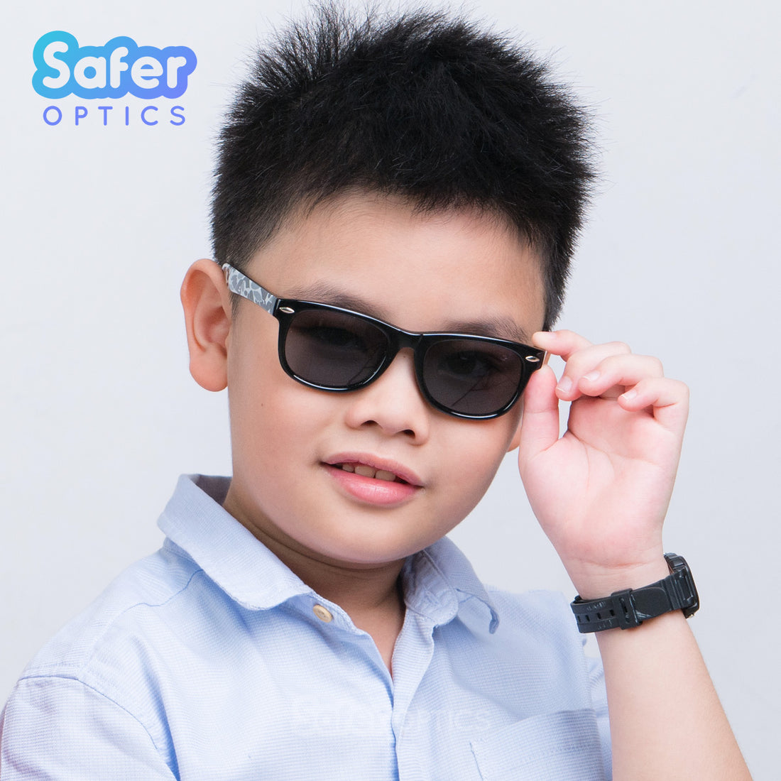 Kids Mini Wayfarer Sunglasses - Camo Black - SaferOptics Anti Blue Light Glasses Malaysia | Black, Kids, last, Medium, new, Square, Sunglasses, Wayfarer