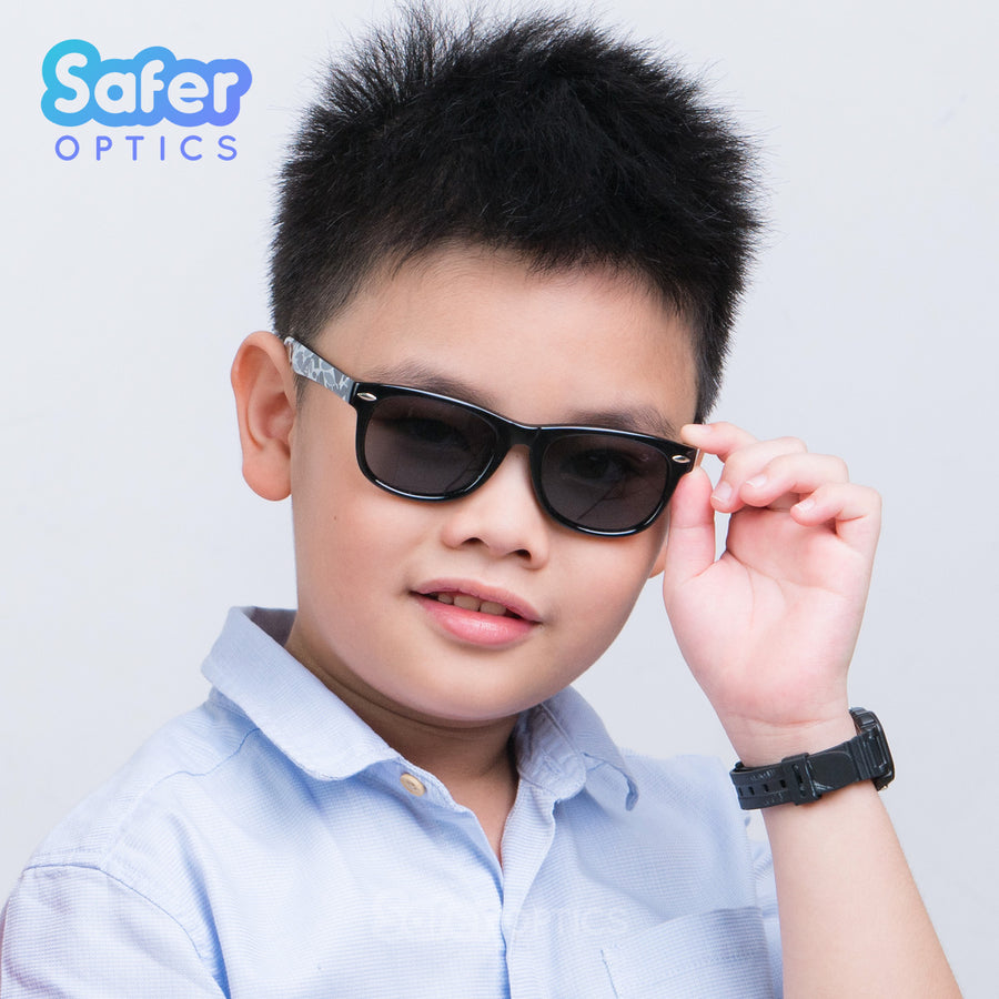 Kids Mini Wayfarer Sunglasses - Camo Black - SaferOptics Anti Blue Light Glasses Malaysia | Black, Kids, last, Medium, new, Square, Sunglasses, Wayfarer