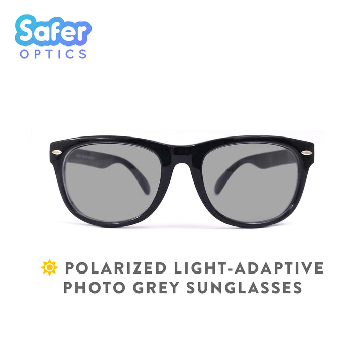 Kids Mini Wayfarer Sunglasses - Licorice - SaferOptics Anti Blue Light Glasses Malaysia | Black, Kids, Medium, Square, Sunglasses, Wayfarer