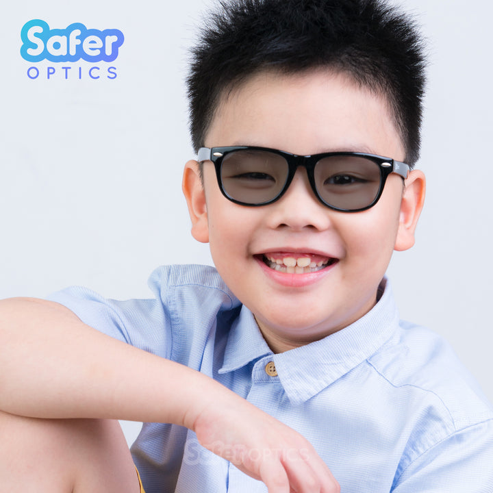 Kids Mini Wayfarer Sunglasses - Licorice - SaferOptics Anti Blue Light Glasses Malaysia | Black, Kids, Medium, Square, Sunglasses, Wayfarer