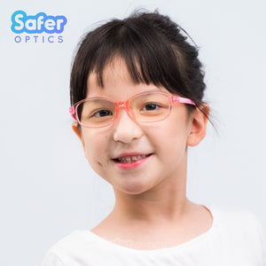 Kids Oval - Cherry Blossom - SaferOptics Anti Blue Light Glasses Malaysia | 420Safety, Big, Kids, Medium, Oval, Pink