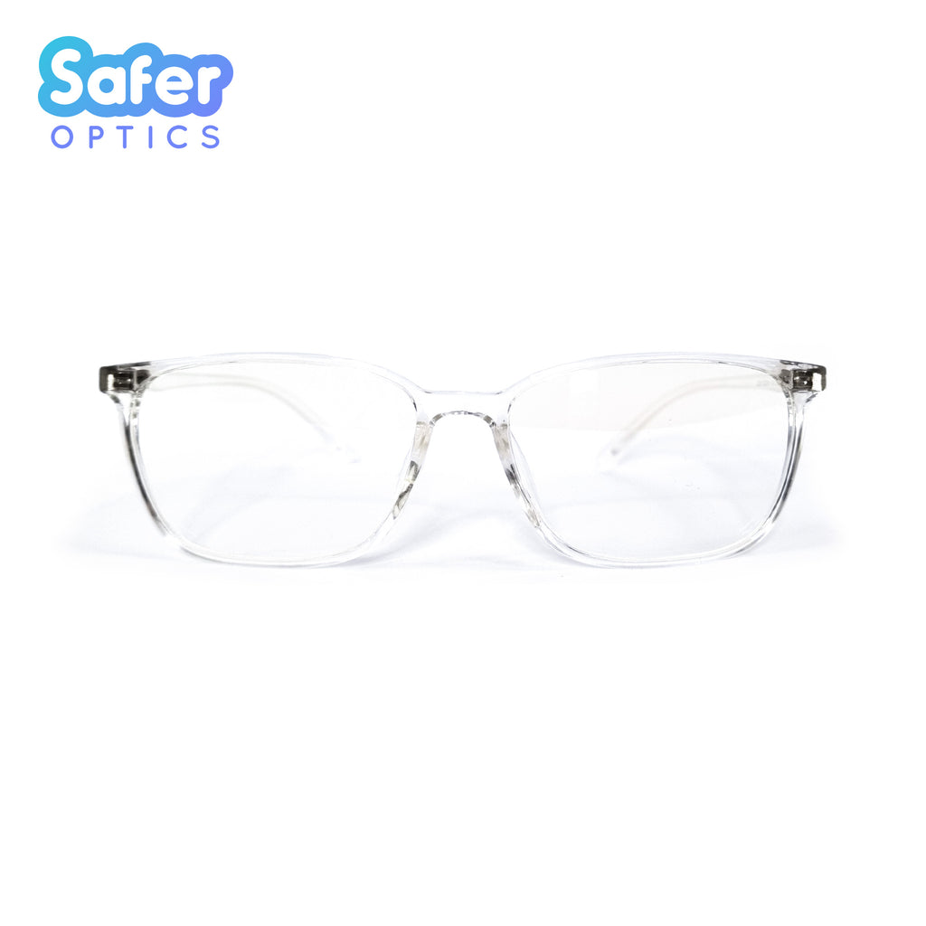 Perspective - Crystal Clear - SaferOptics Anti Blue Light Glasses Malaysia | Adult, Customize, Lightweight, Medium, Perspective, Rectangle, Small, White