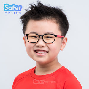Kids Rectangle - Black Cherry - SaferOptics Anti Blue Light Glasses Malaysia | 420Safety, Black, Kids, last, Rectangle, Small