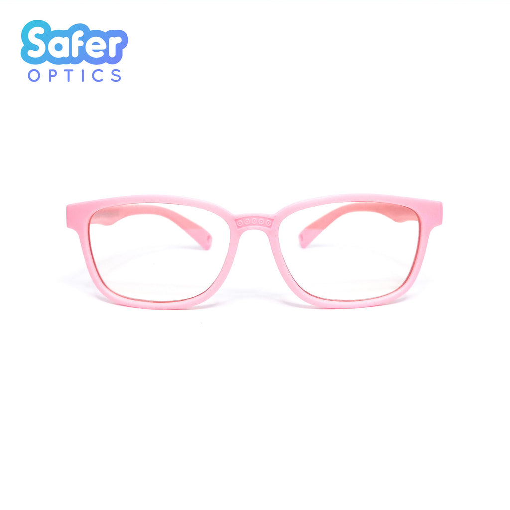 Kids Rectangle - Cotton Candy - SaferOptics Anti Blue Light Glasses Malaysia | 420Safety, Kids, new, Pink, Rectangle, Small