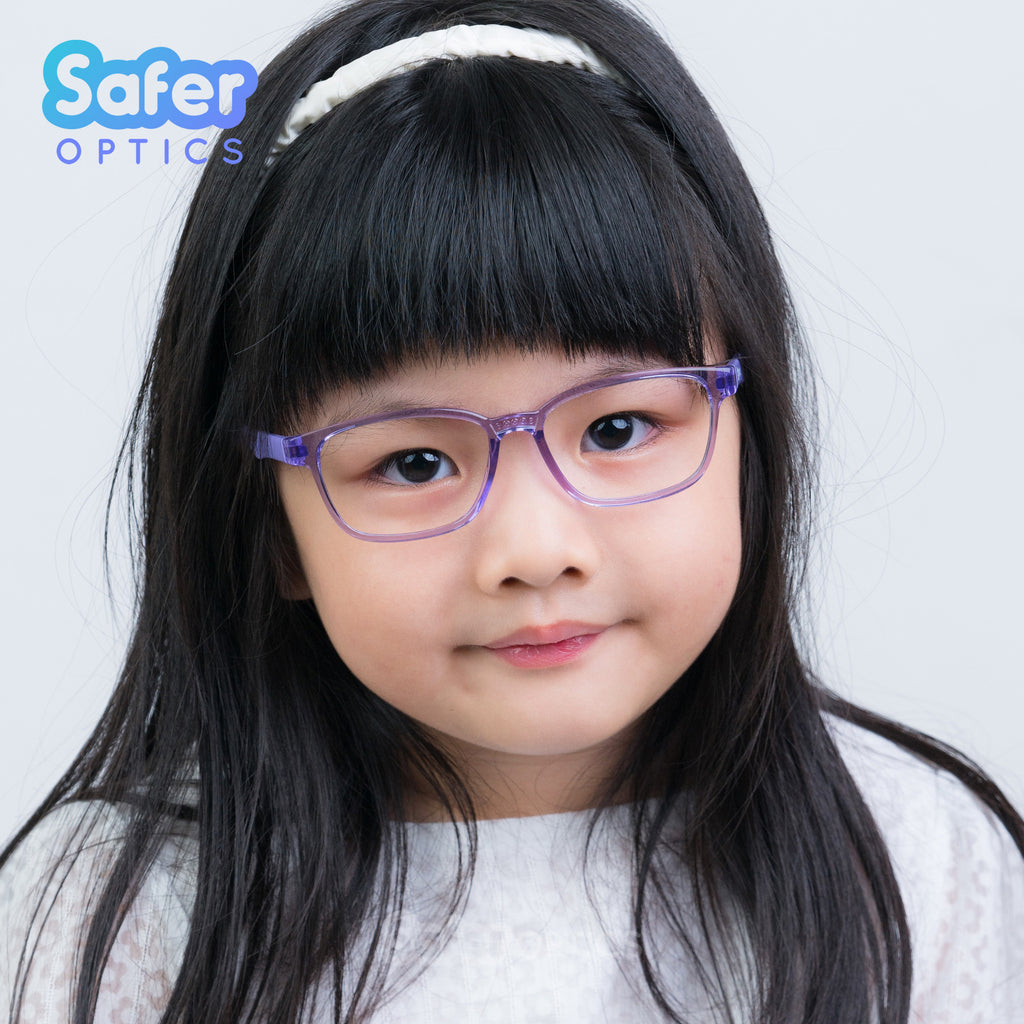 Kids Rectangle - Violet Dew - SaferOptics Anti Blue Light Glasses Malaysia | 420Safety, Kids, Purple, Rectangle, Small