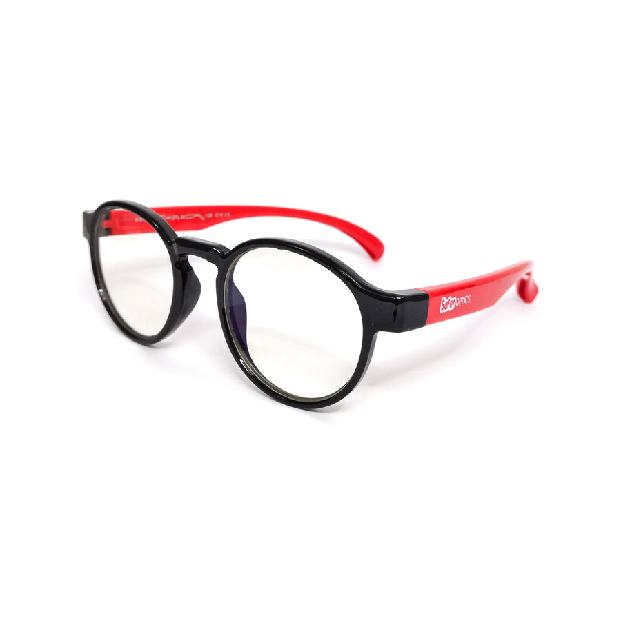 Kids Round - Black Cherry - SaferOptics Anti Blue Light Glasses Malaysia | 420Safety, Black, Kids, Round, Small