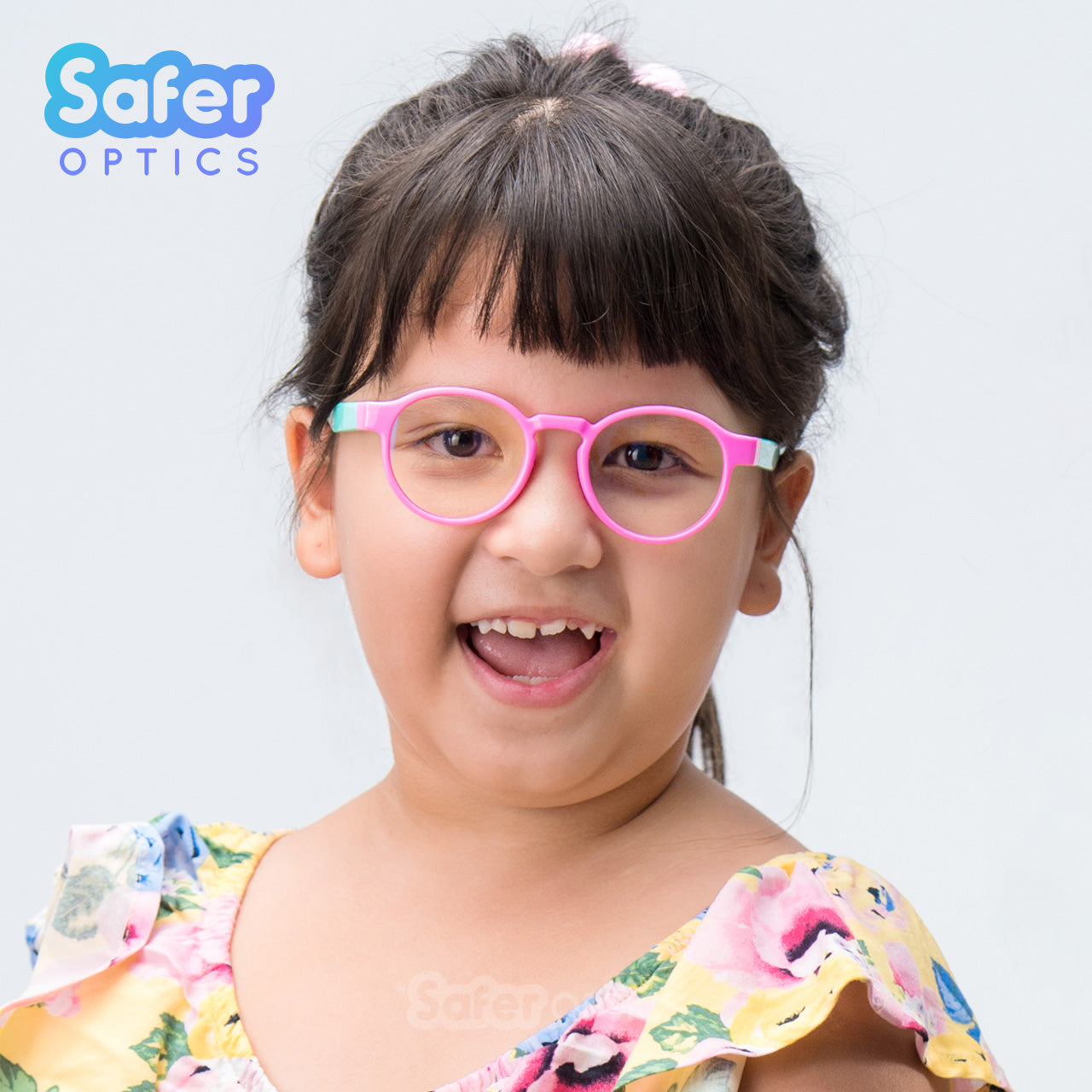 Kids Round - Bubble Gum - SaferOptics Anti Blue Light Glasses Malaysia | 420Safety, Kids, Pink, Round, Small