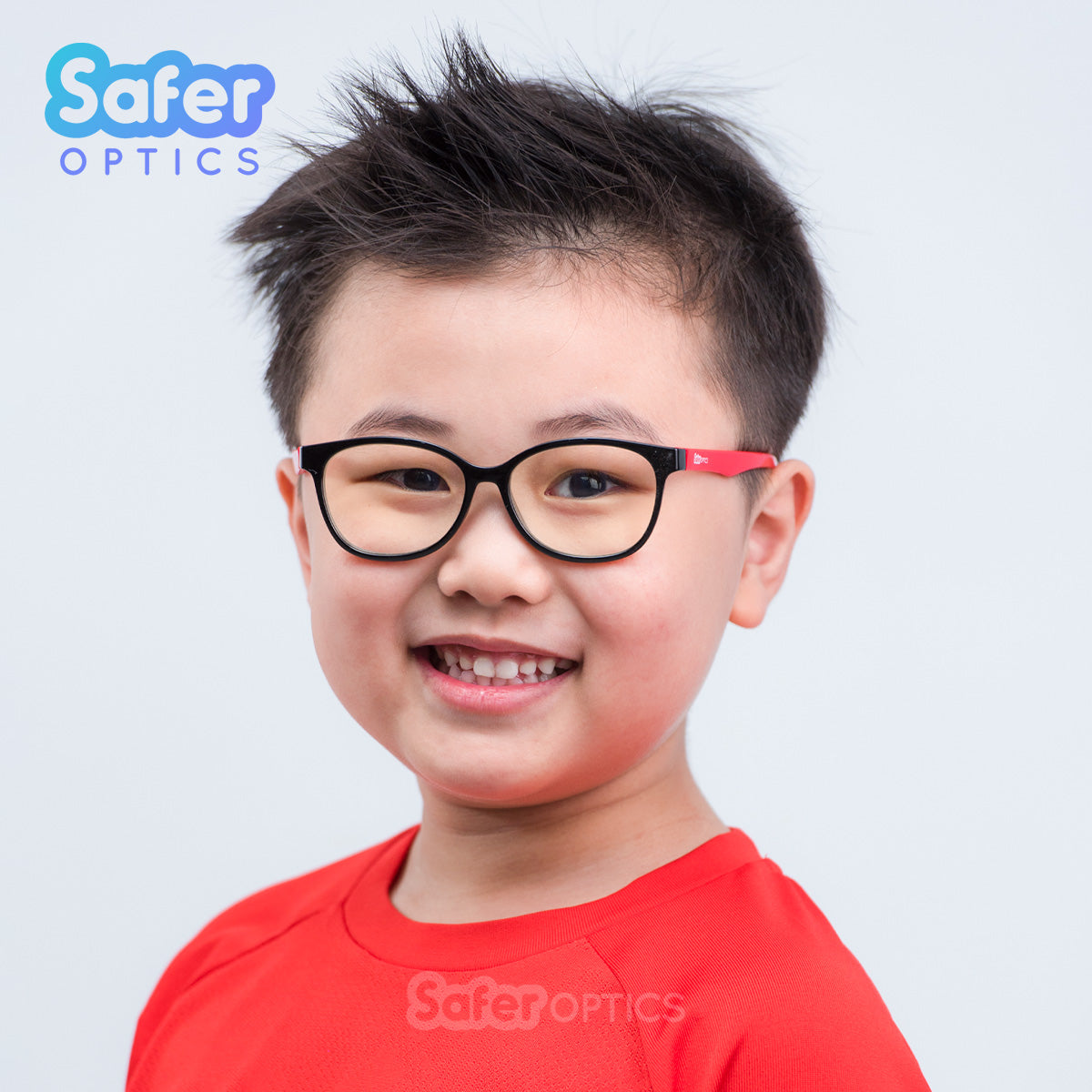 Kids Square - Black Cherry - SaferOptics Anti Blue Light Glasses Malaysia | 420Safety, Black, Kids, Medium, Square