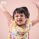 Kids Square - Cotton Candy - SaferOptics Anti Blue Light Glasses Malaysia | 420Safety, Kids, Medium, Pink, Square