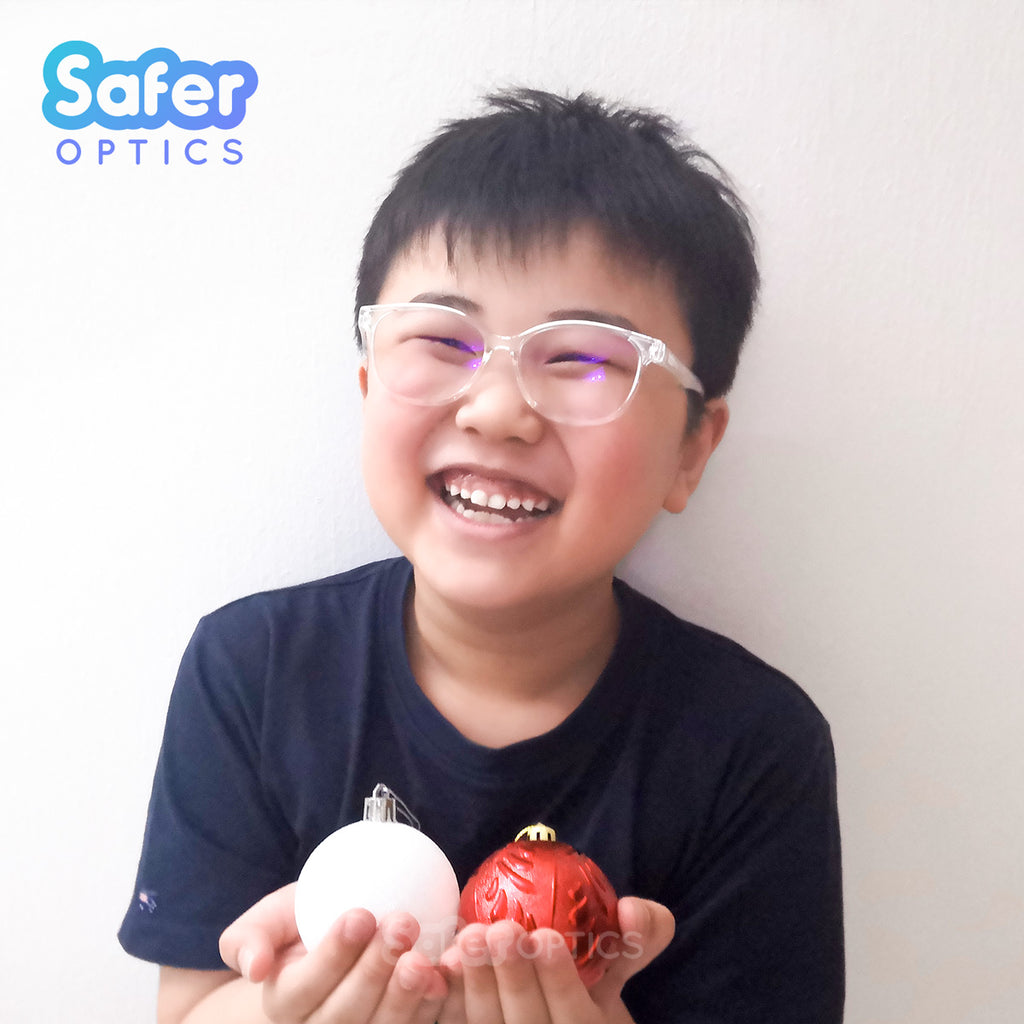 Kids Square - Crystal Clear - SaferOptics Anti Blue Light Glasses Malaysia | 420Safety, Kids, Medium, new, Square, White