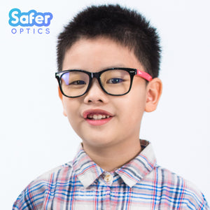 Kids Wayfarer - Black Cherry - SaferOptics Anti Blue Light Glasses Malaysia | 420Safety, Big, Black, Kids, Square, Wayfarer
