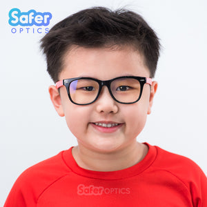 Kids Wayfarer - Black Cherry - SaferOptics Anti Blue Light Glasses Malaysia | 420Safety, Big, Black, Kids, Square, Wayfarer
