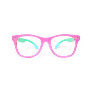 Kids Wayfarer - Bubble Gum - SaferOptics Anti Blue Light Glasses Malaysia | 420Safety, Big, Kids, Pink, Square, Wayfarer