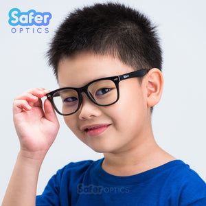 Kids Wayfarer - Licorice - SaferOptics Anti Blue Light Glasses Malaysia | 420Safety, Big, Black, Kids, last, Square, Wayfarer