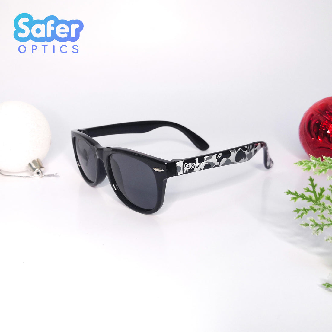 Kids Mini Wayfarer Sunglasses - Camo Black - SaferOptics Anti Blue Light Glasses Malaysia | Black, Kids, last, Medium, new, Square, Sunglasses, Wayfarer